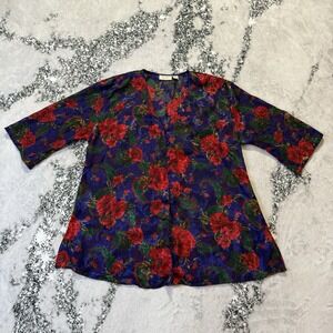 Victoria's Secret Gold Label Night Shirt Womens Size L Multicolor Floral Print